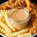 Delicious Cane's Sauce served with crispy chicken fingers