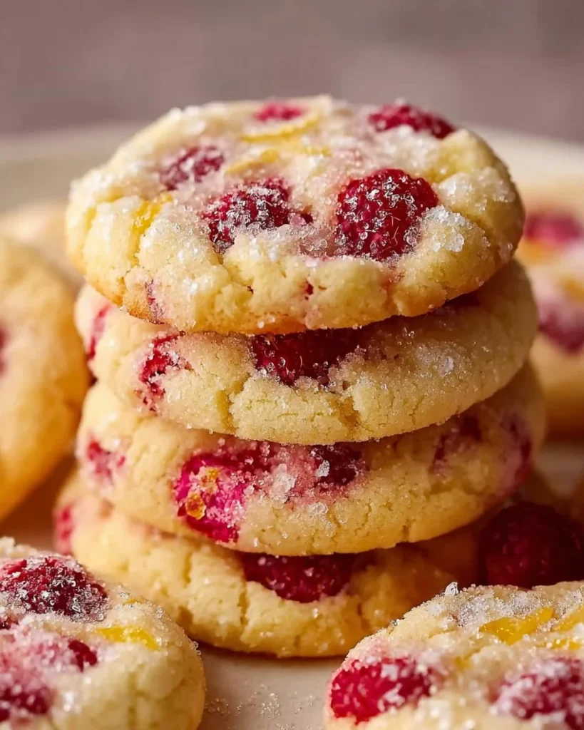 Chewy lemon raspberry cookies with zesty lemon and sweet raspberry flavor