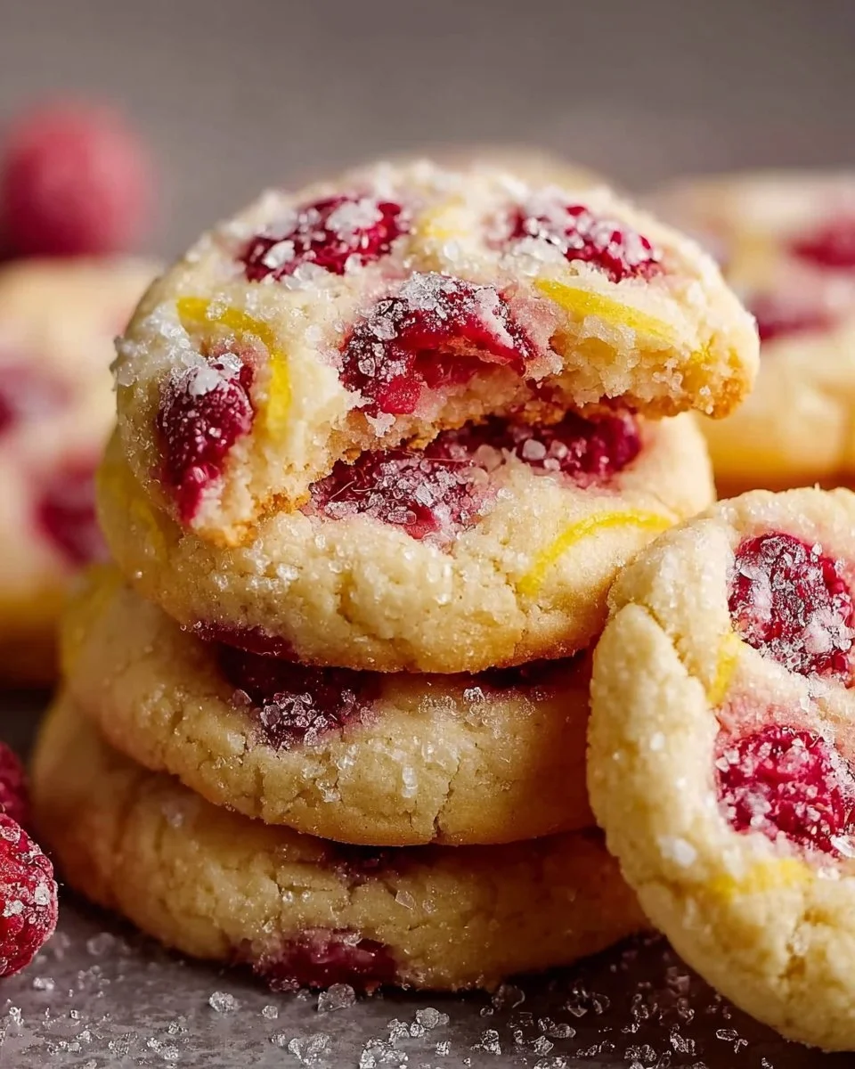Chewy lemon raspberry cookies with vibrant colors and flavor