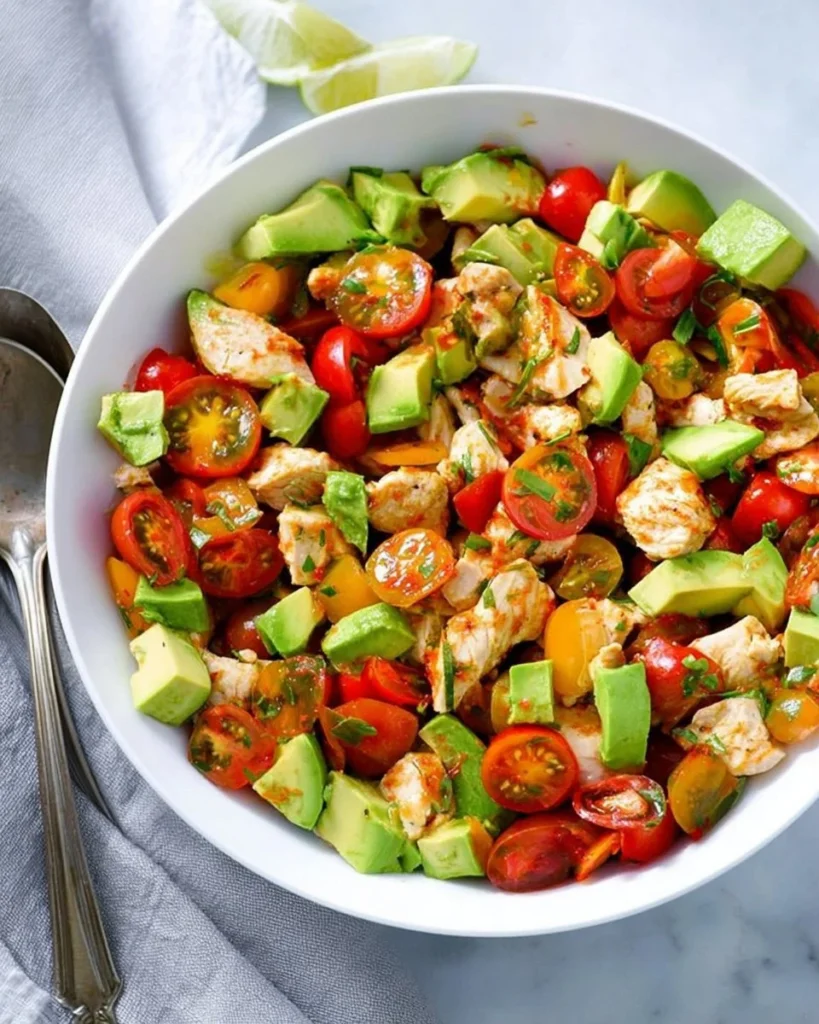 Creamy Chicken Avocado Salad with fresh ingredients, perfect for a healthy meal.