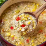 Bowl of creamy Chicken Corn Chowder with corn and chicken pieces