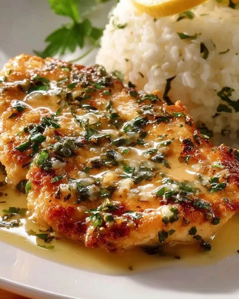 Delicious chicken piccata with lemon sauce served on a plate