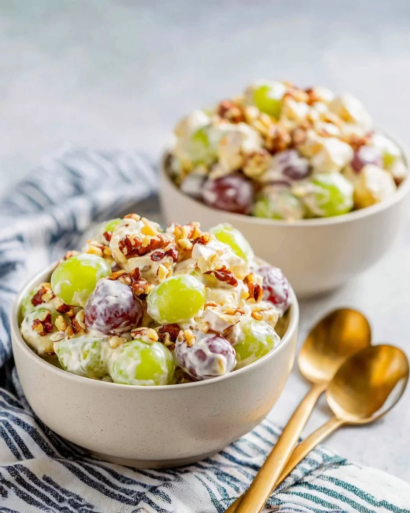 Easy copycat recipe for Chicken Salad Chick's grape salad with grapes and nuts