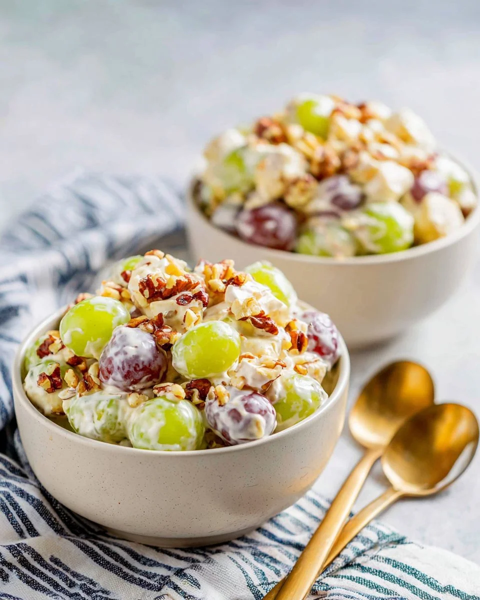 Easy copycat recipe for Chicken Salad Chick's grape salad with grapes and nuts