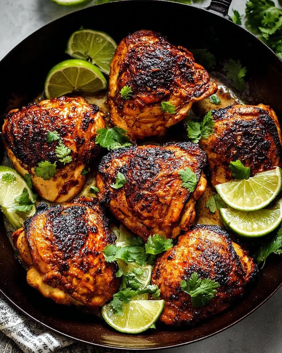 Delicious cilantro lime chicken dish garnished with fresh herbs