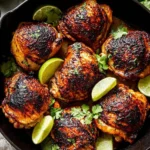 Delicious cilantro lime chicken served with fresh veggies and lime wedges.