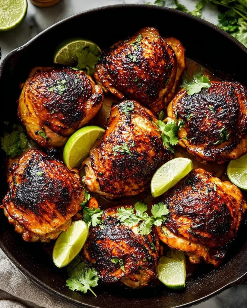 Delicious cilantro lime chicken served with fresh veggies and lime wedges.