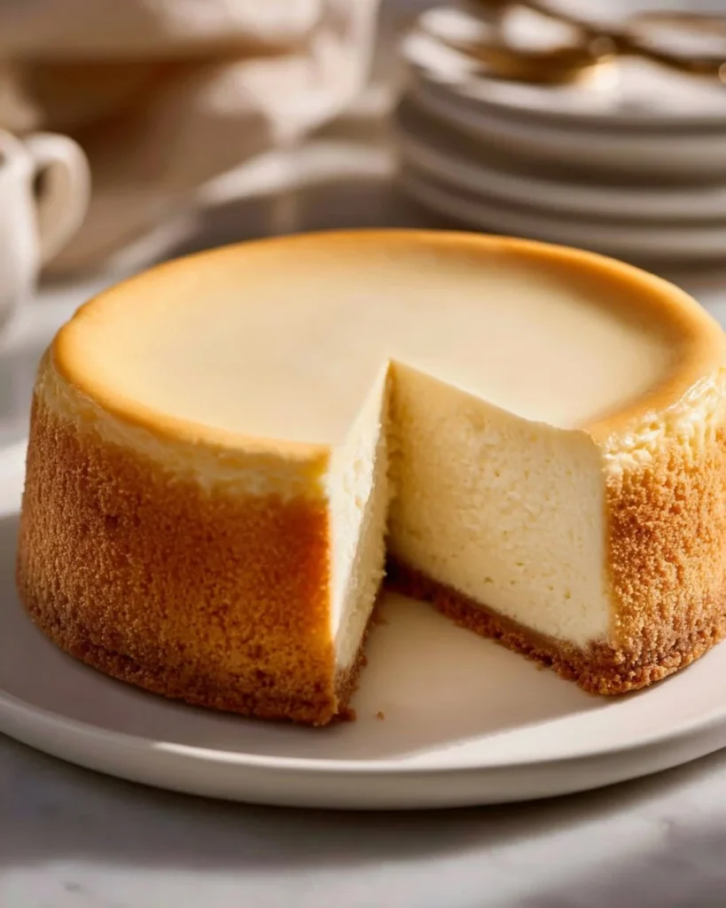 Slice of classic New York cheesecake with berries, heart-healthy and high-protein.