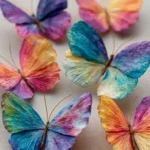 Colorful coffee filter butterflies crafted for decoration and craft activities.