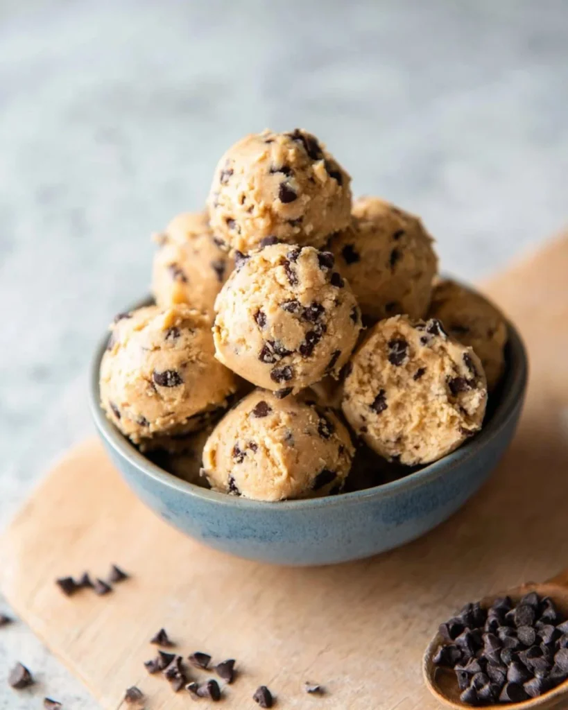 Nutritious cookie dough cottage cheese bites on a plate