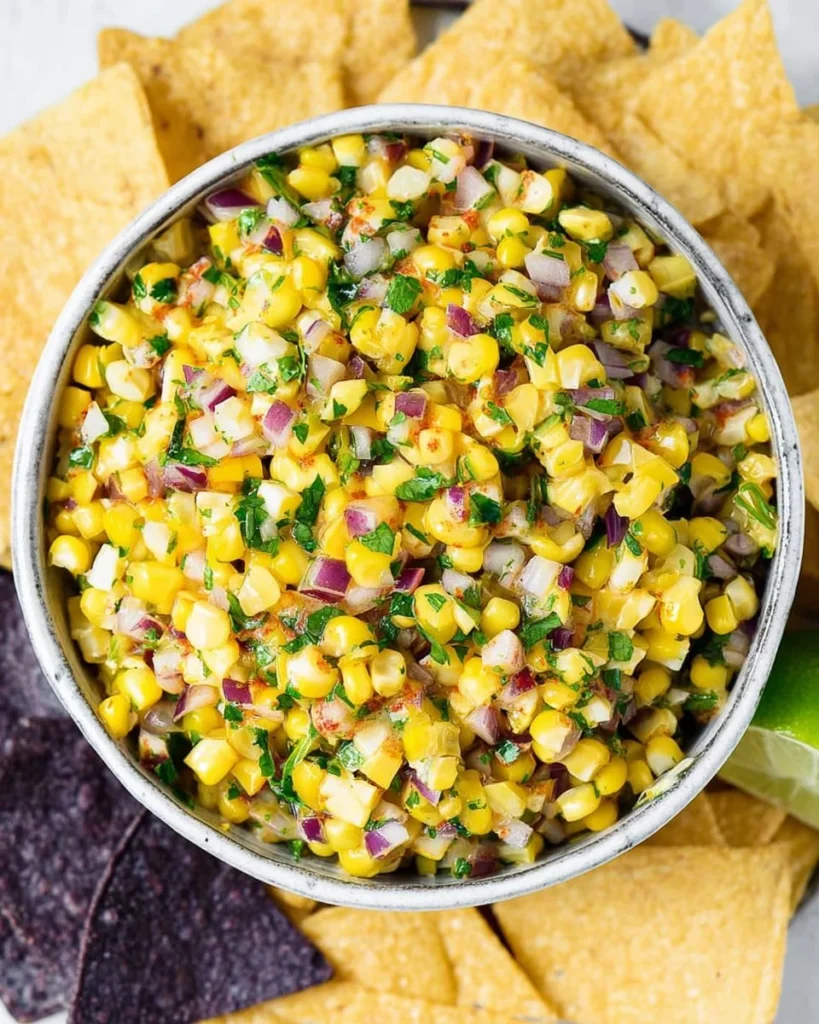 Delicious homemade corn salsa inspired by Chipotle's recipe