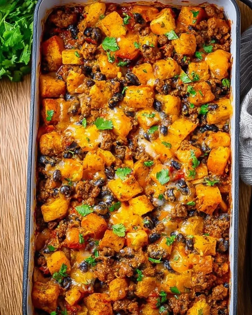 Heart-healthy cowboy casserole served in a bowl, perfect for busy families.