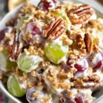 Delicious creamy grape salad with fresh grapes and a light dressing