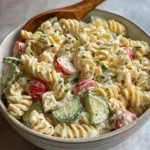 Creamy Pasta Salad served in a bowl, a perfect summer side dish