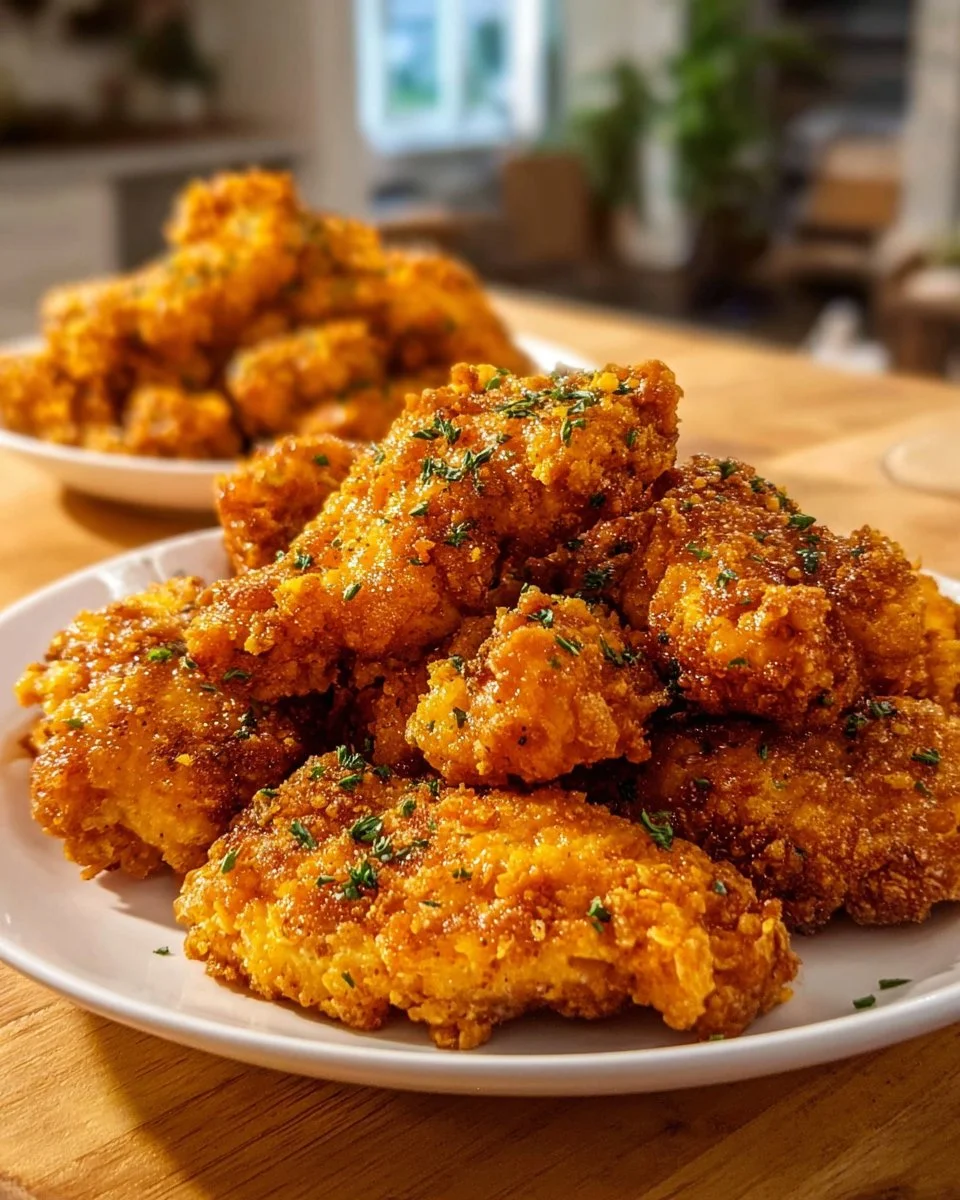 Crispy chicken tenders served with dipping sauce