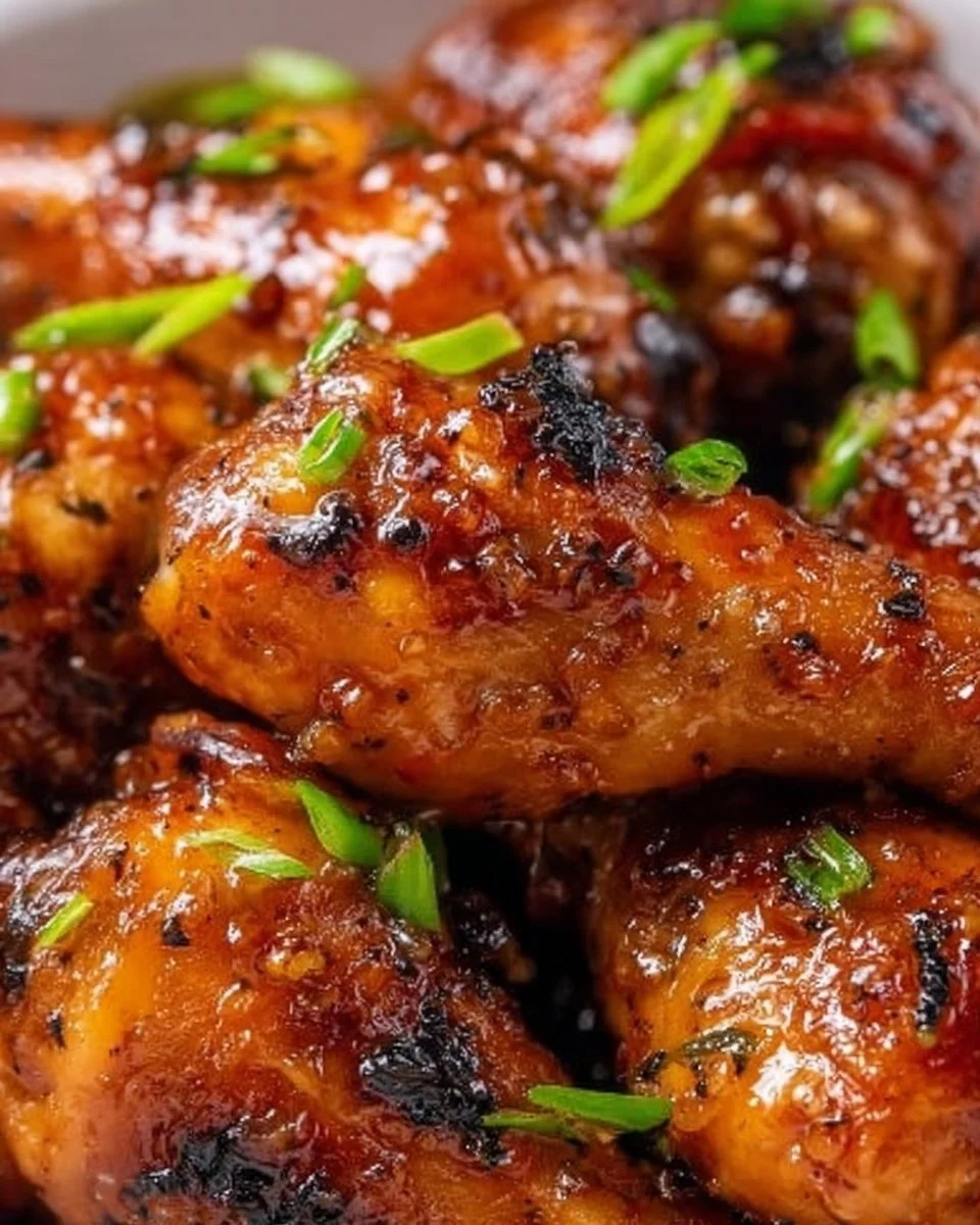 Crockpot Honey Garlic Chicken Drumsticks served on a plate with garnishes