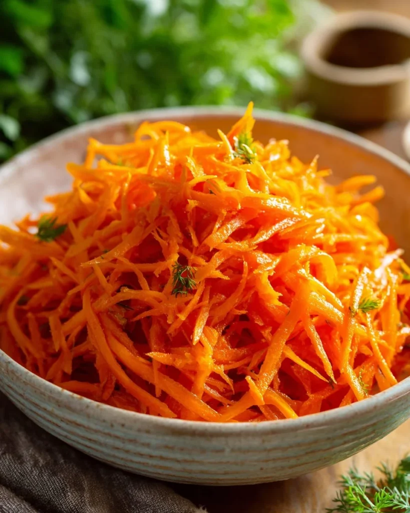 Fresh carrot salad with colorful vegetables in a bowl