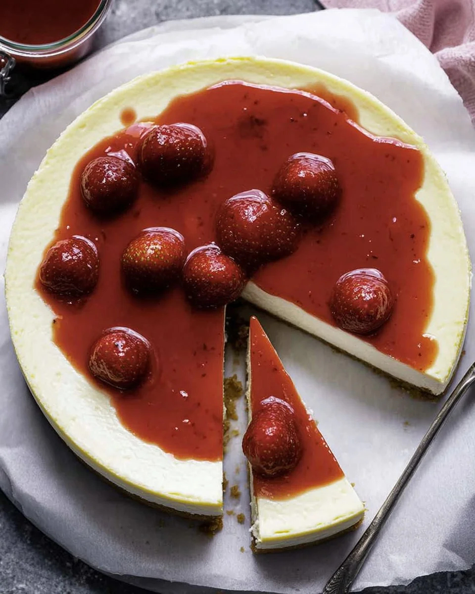 Delicious homemade cheesecake made without cream cheese, served on a plate.