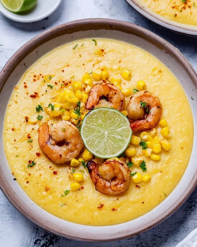 Bowl of easy creamy potato soup topped with herbs