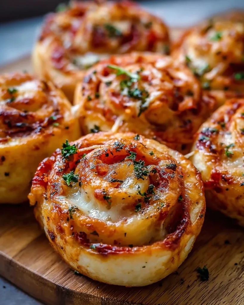 Plate of easy homemade pizza rolls ready to serve