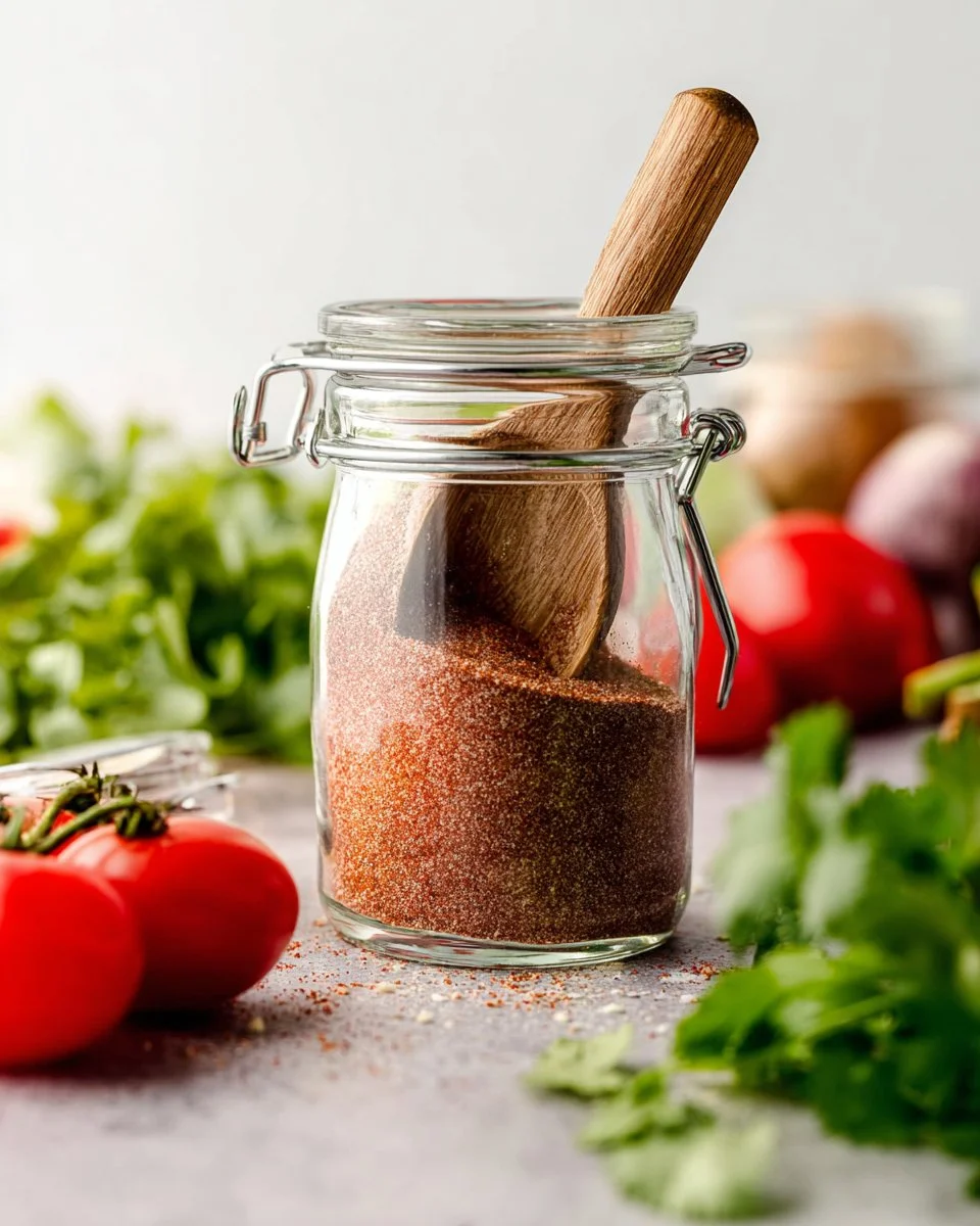 Gluten-free taco seasoning in a small bowl with spices and herbs