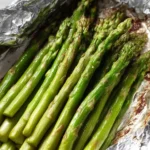 Grilled asparagus in foil cooked to perfection for a healthy side dish