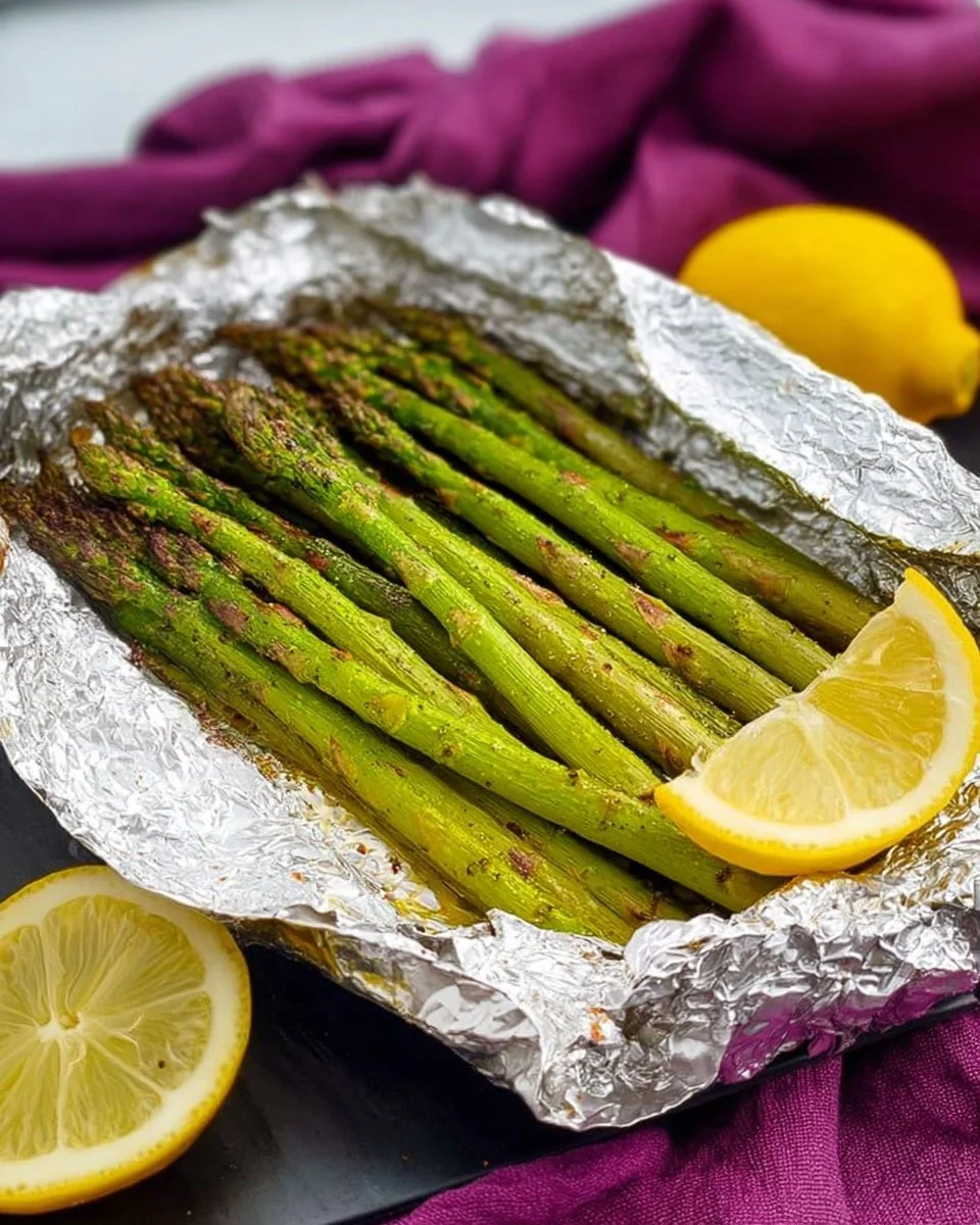 Delicious grilled asparagus served on a plate, perfect for a healthy meal.