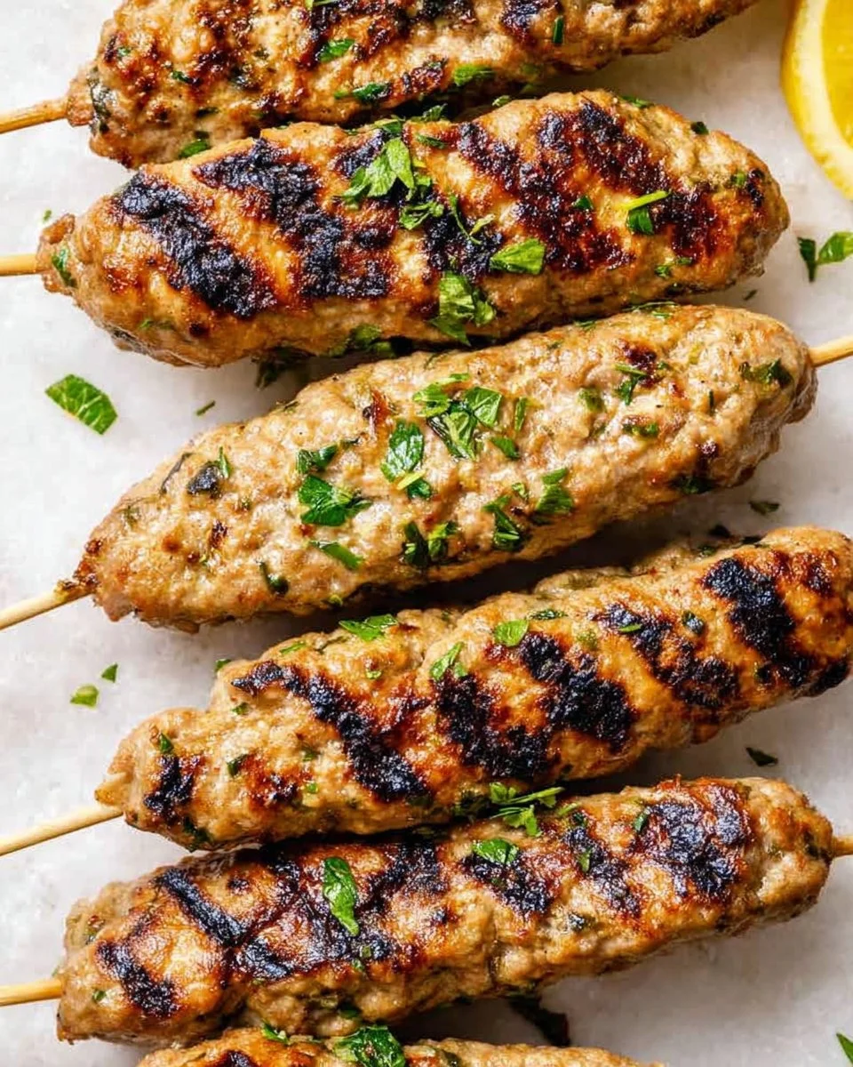Delicious grilled chicken kafta served with fresh herbs and spices