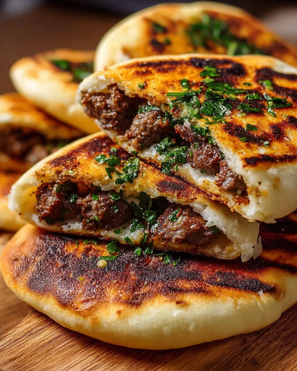 Grilled Lamb Pita Arayes served with fresh toppings and sauces