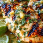 Grilled Salsa Verde Chicken with Pepper Jack cheese on a plate