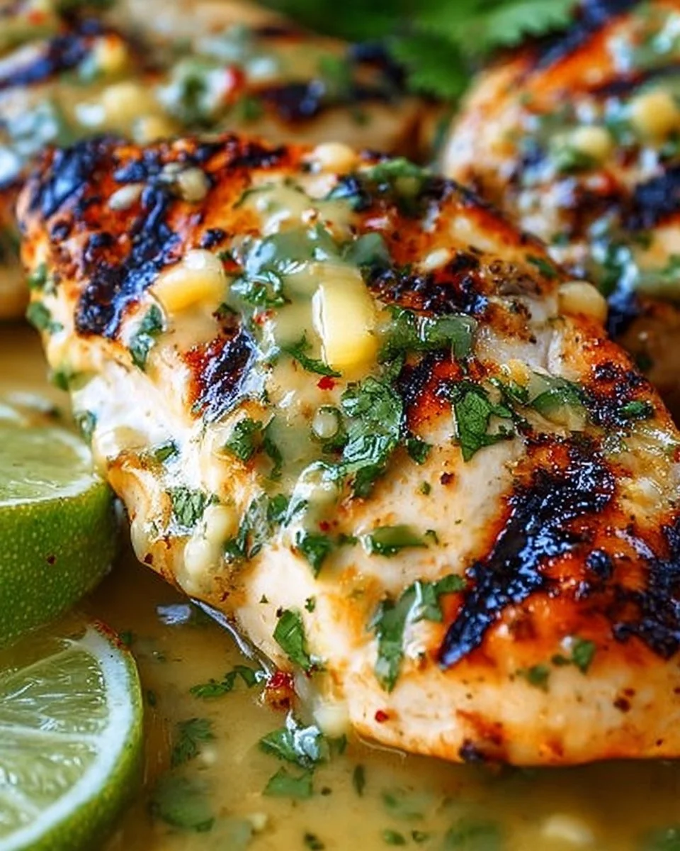 Grilled Salsa Verde Chicken with Pepper Jack cheese on a plate