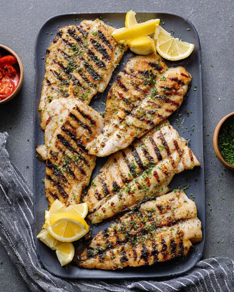 Delicious grilled tilapia served with fresh vegetables on a plate