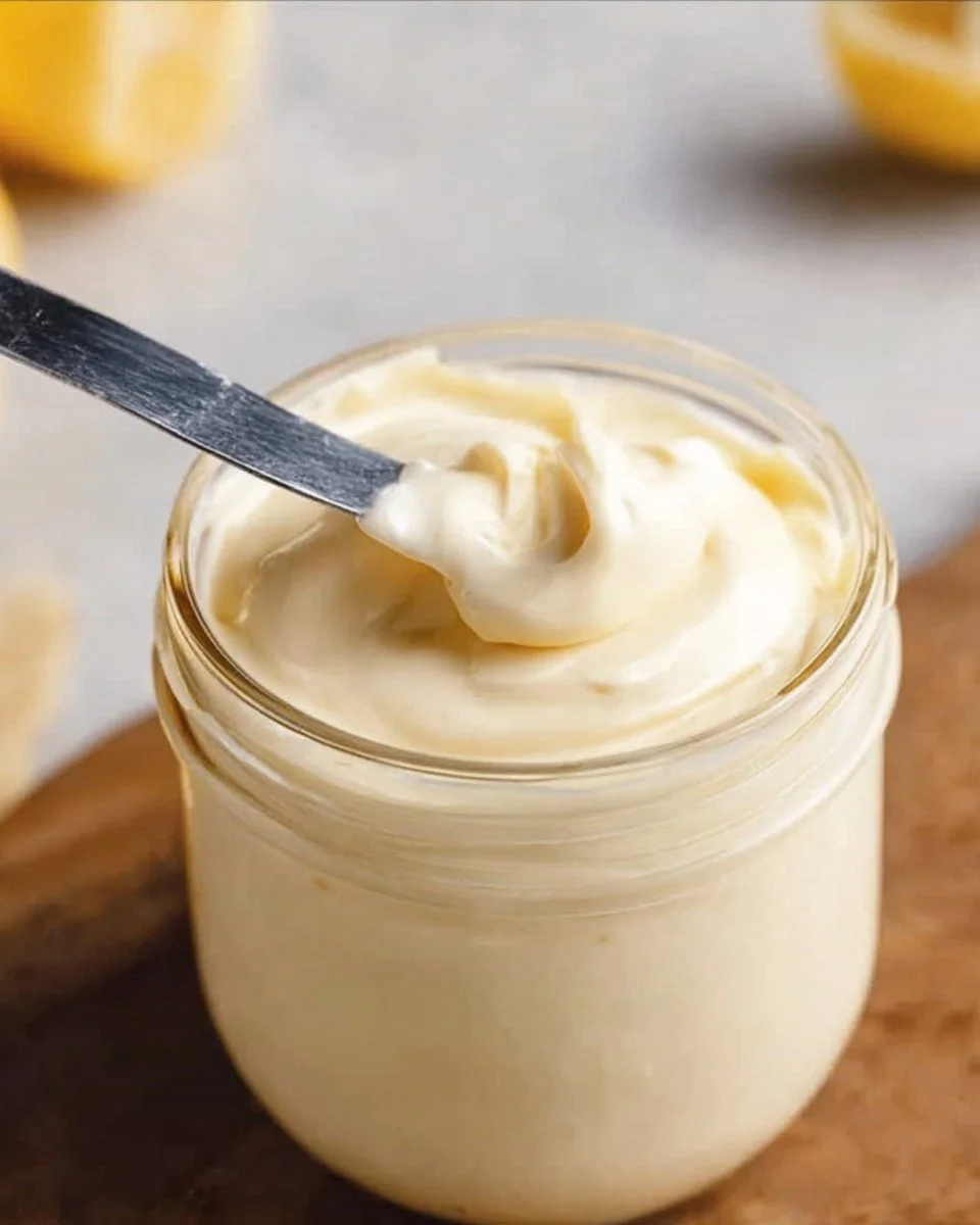 Creamy homemade mayonnaise in a jar, perfect for meal prepping and low carb diets.