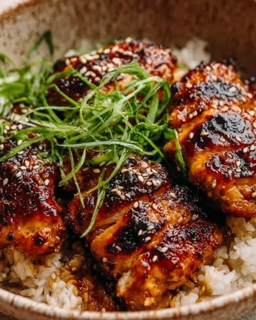 Delicious honey BBQ glazed chicken thighs, perfectly cooked and ready to serve