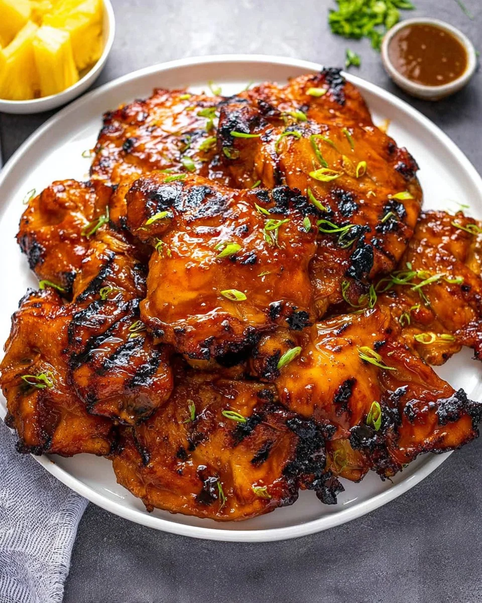 Delicious Huli Huli Chicken grilled to perfection with Hawaiian marinade.