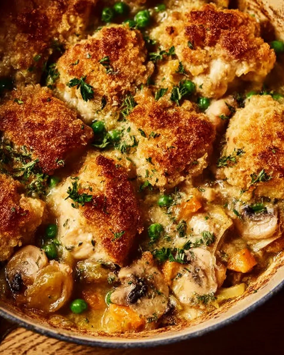 Delicious Ina Garten's Chicken Casserole dish ready to serve.