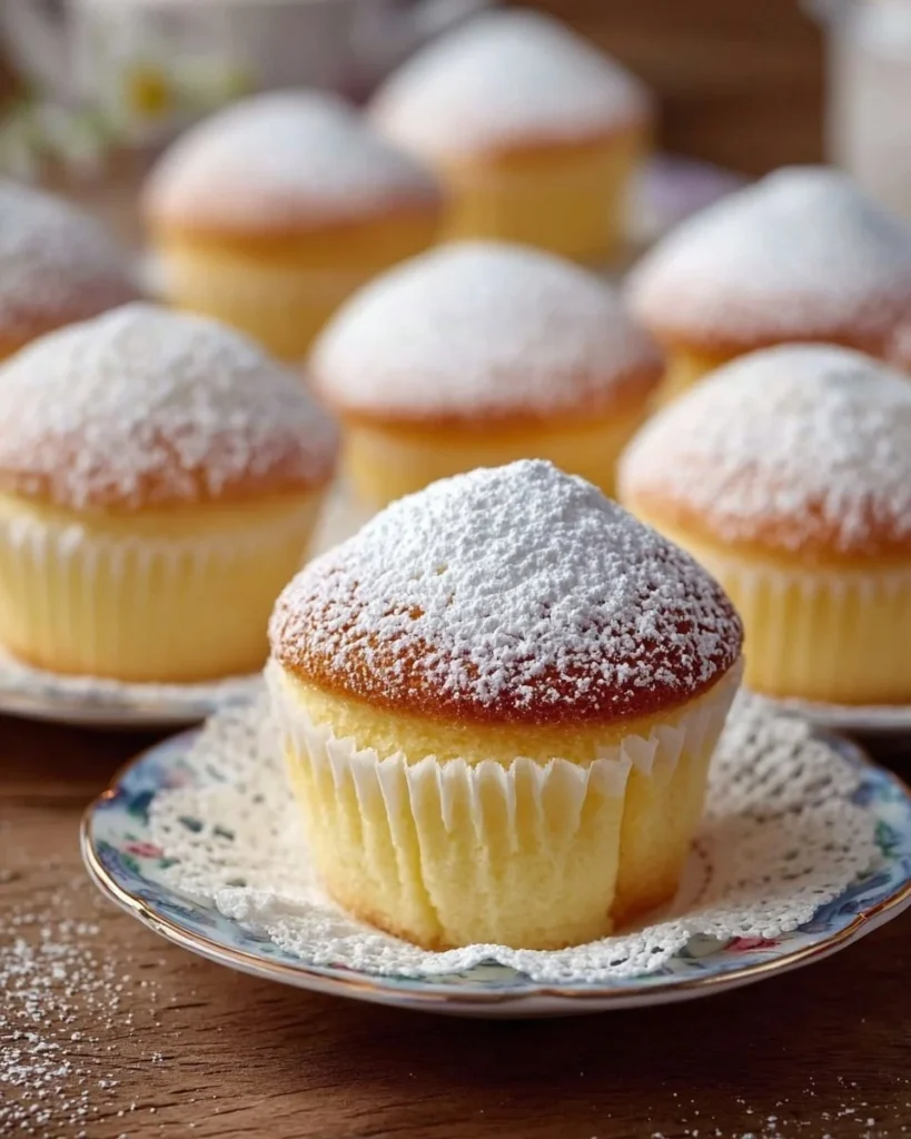 Japanese cotton cheesecake cupcakes with fluffy texture and creamy topping