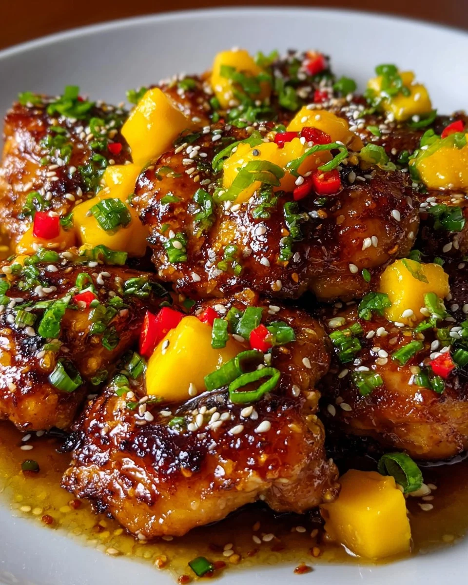 Delicious Mango Ginger Soy Glazed Chicken served on a plate