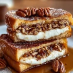 Delicious Maple Pecan Cream Cheese Stuffed French Toast on a plate