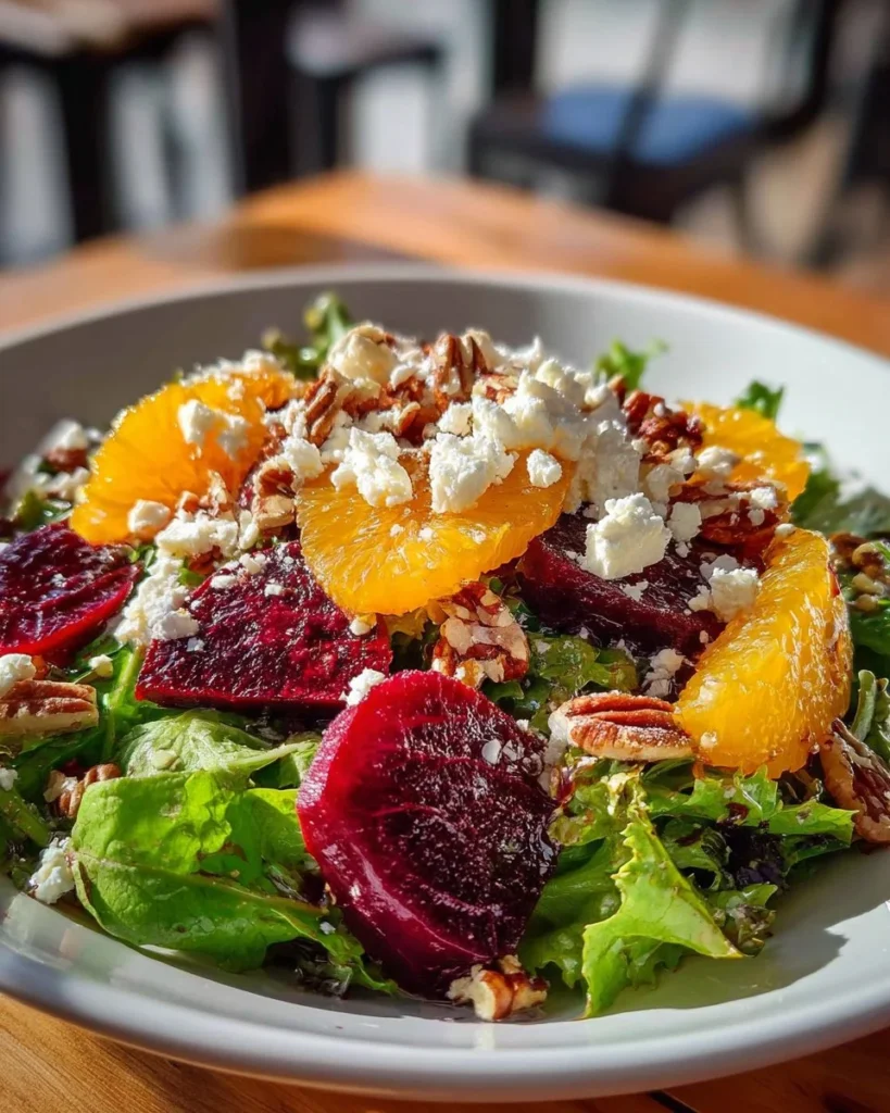 Mixed Green Salad with Roasted Beets featuring fresh greens and vibrant colors