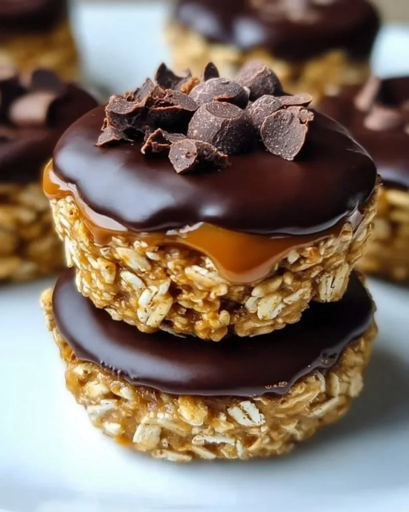 No Bake Peanut Butter Granola Cups with nuts and chocolate chips on a plate