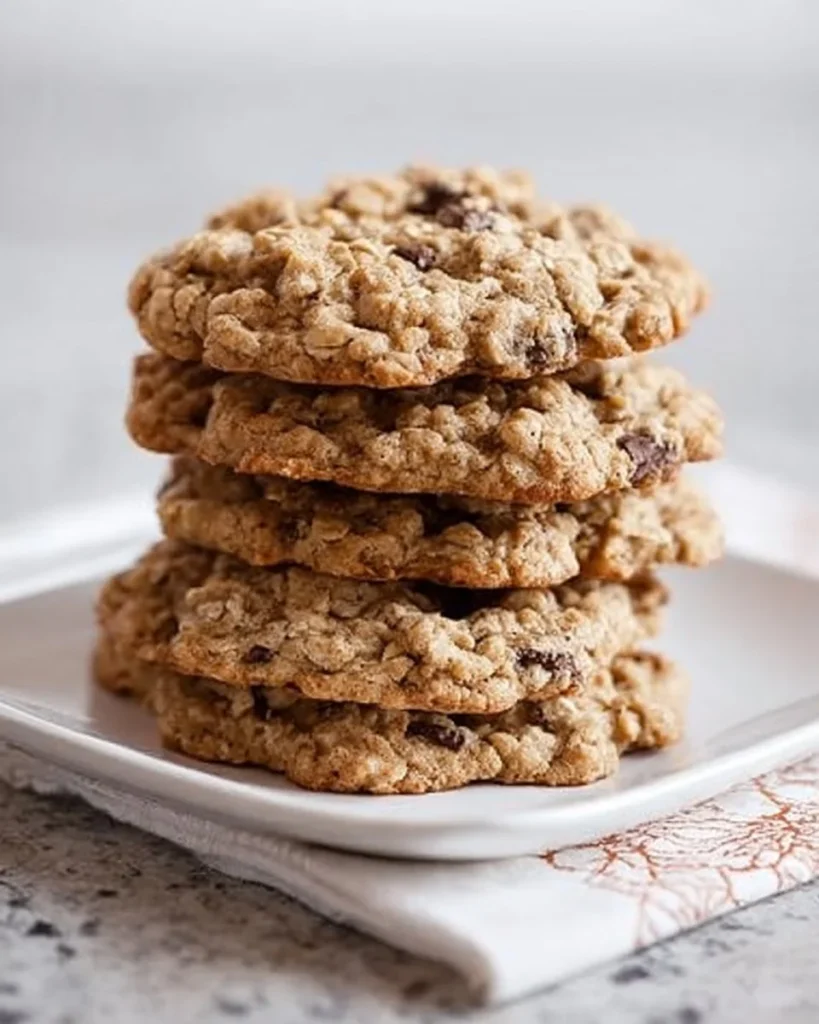 Delicious homemade oatmeal chocolate chip cookies on a baking tray