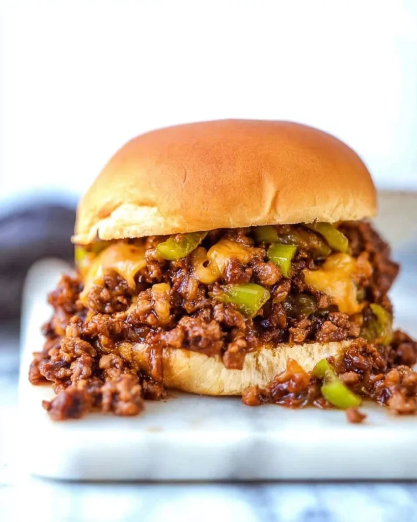 Delicious one-pot homemade sloppy joes served on a plate with toppings