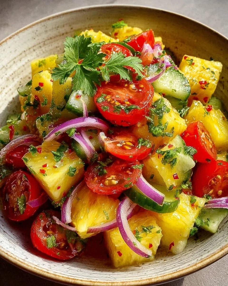 Fresh Pineapple Cucumber Salad with vibrant fruits and veggies for a healthy dish