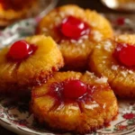 Freshly baked Pineapple Upside-Down Cookies on a plate