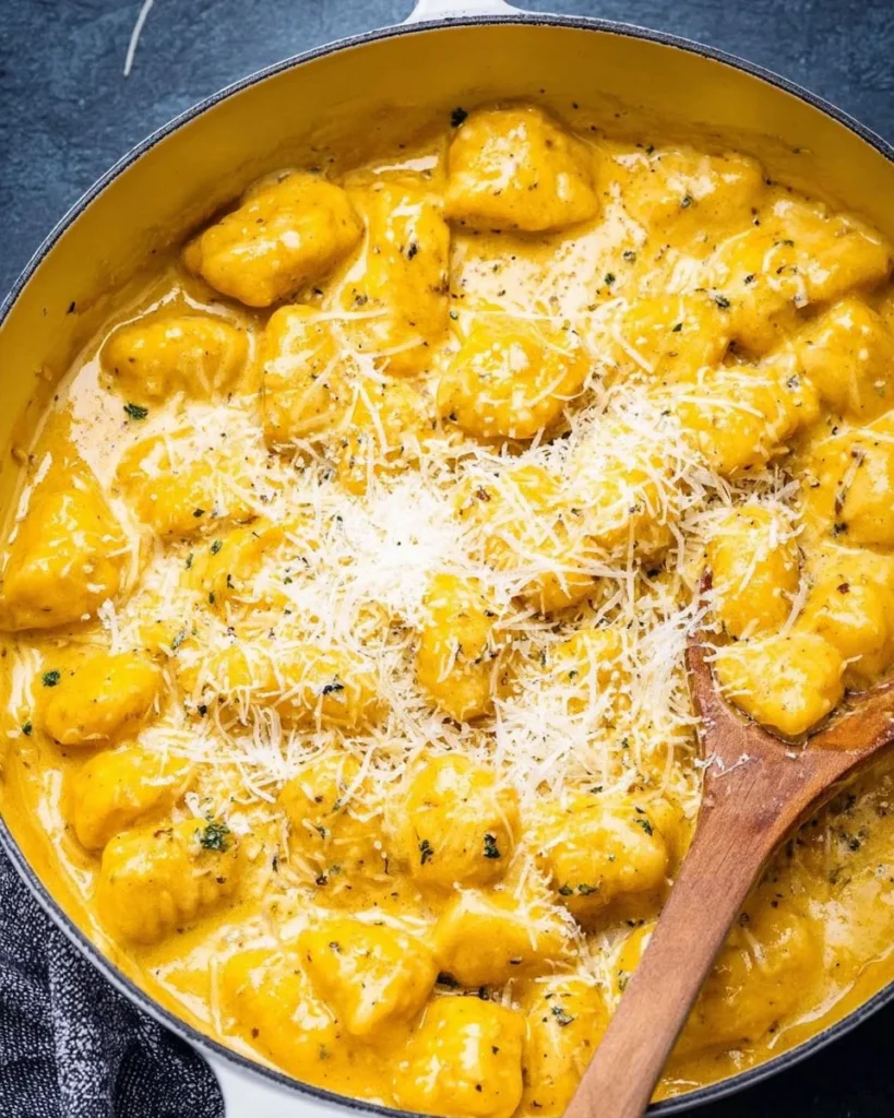 Delicious homemade Pumpkin Gnocchi served with sage butter sauce