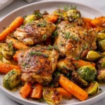 Sheet Pan Chicken with vegetables ready to serve