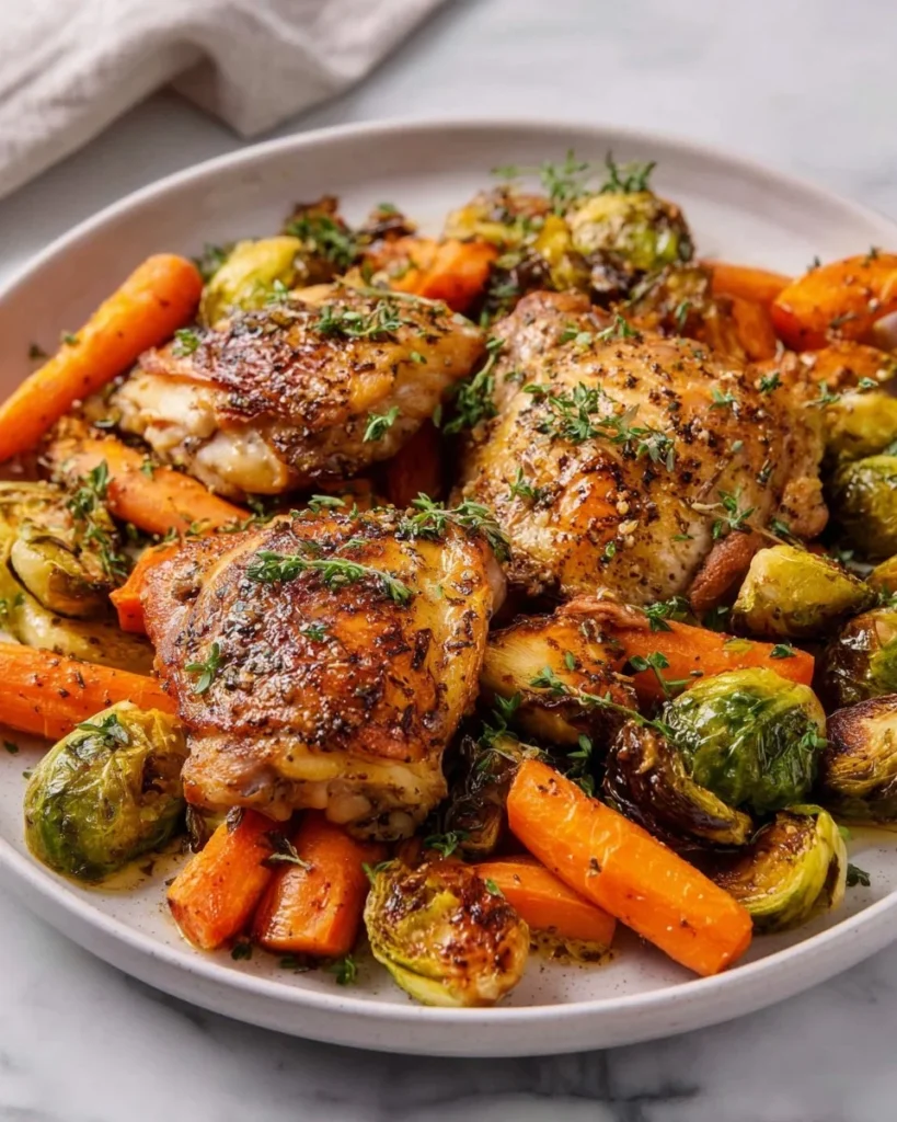 Sheet Pan Chicken with vegetables ready to serve