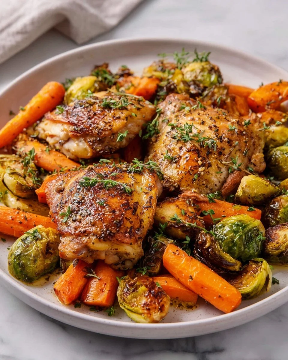 Sheet Pan Chicken with vegetables ready to serve
