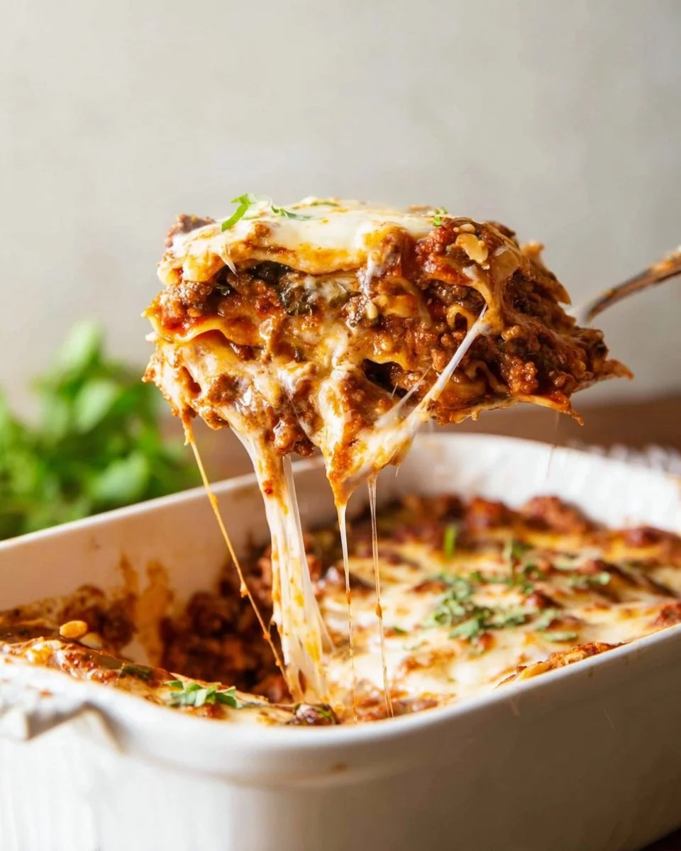 Simple and delicious homemade lasagna ready to serve